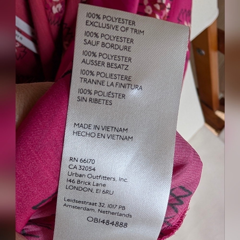 Anthropologie Womens Top Size XS Pink Diamond Print Flowy Balloon Boho Blouse - Picture 7 of 7